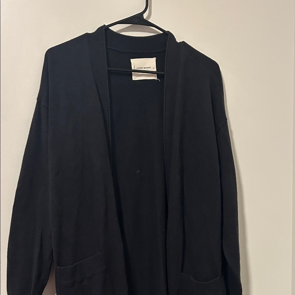 Lucky Brand Cashmere Cotton Blend Longline Open Front Cardigan Size Medium